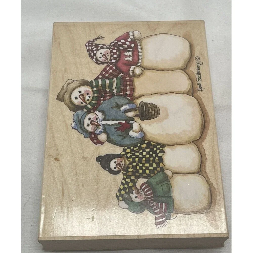 Heidi Satterberg Snowman Family Rubber Stamp 80244 3.5” X 5” Winter Christmas